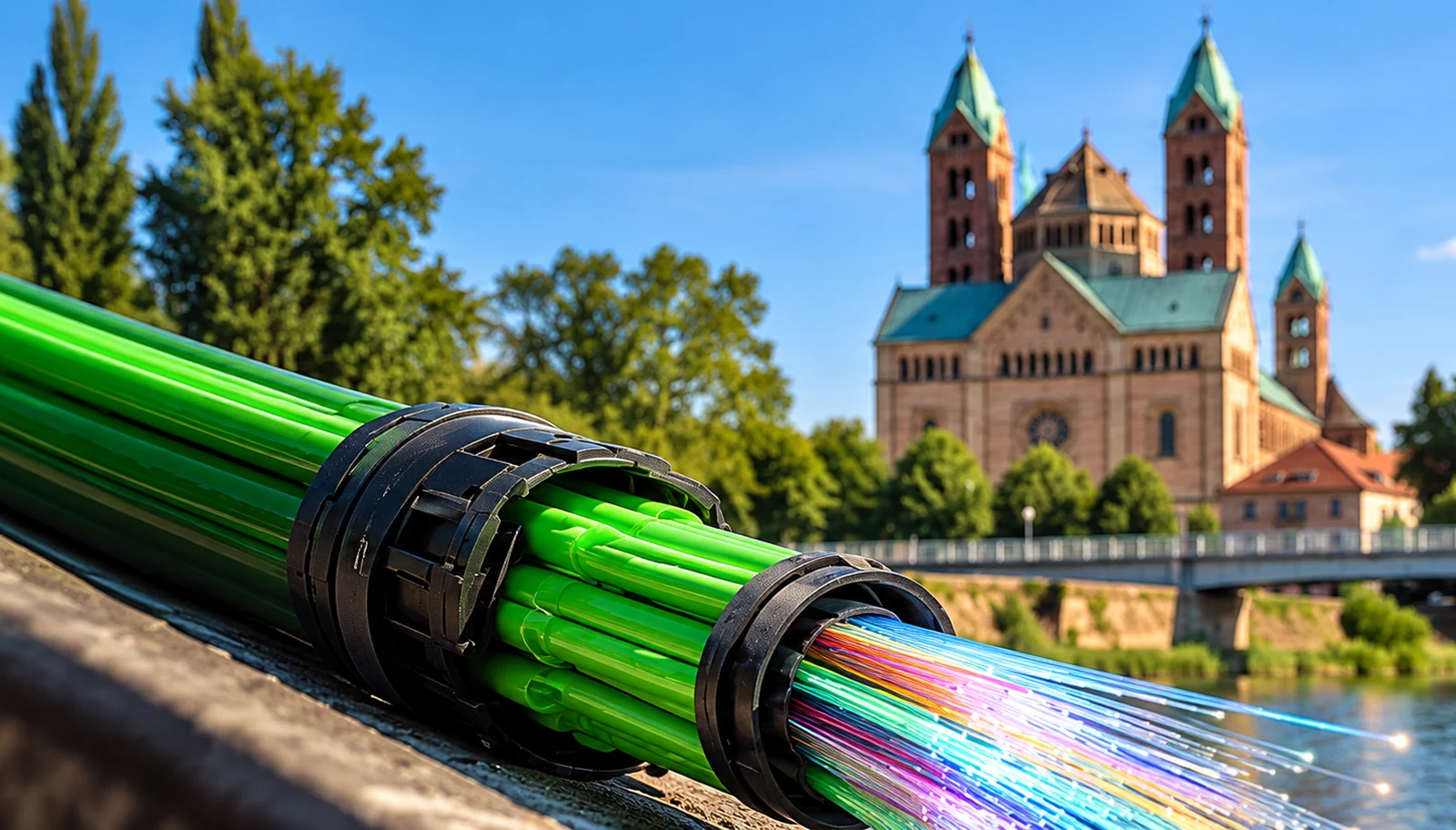 Glasfaserleitungen vor dem Speyerer Dom, Illustration